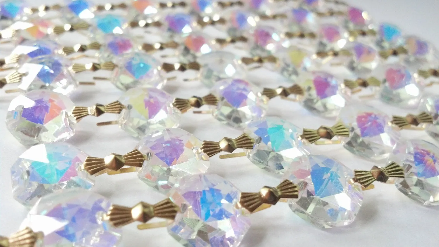Iridescent AB Chandelier Crystal Garland Yard, Asfour Lead Crystal