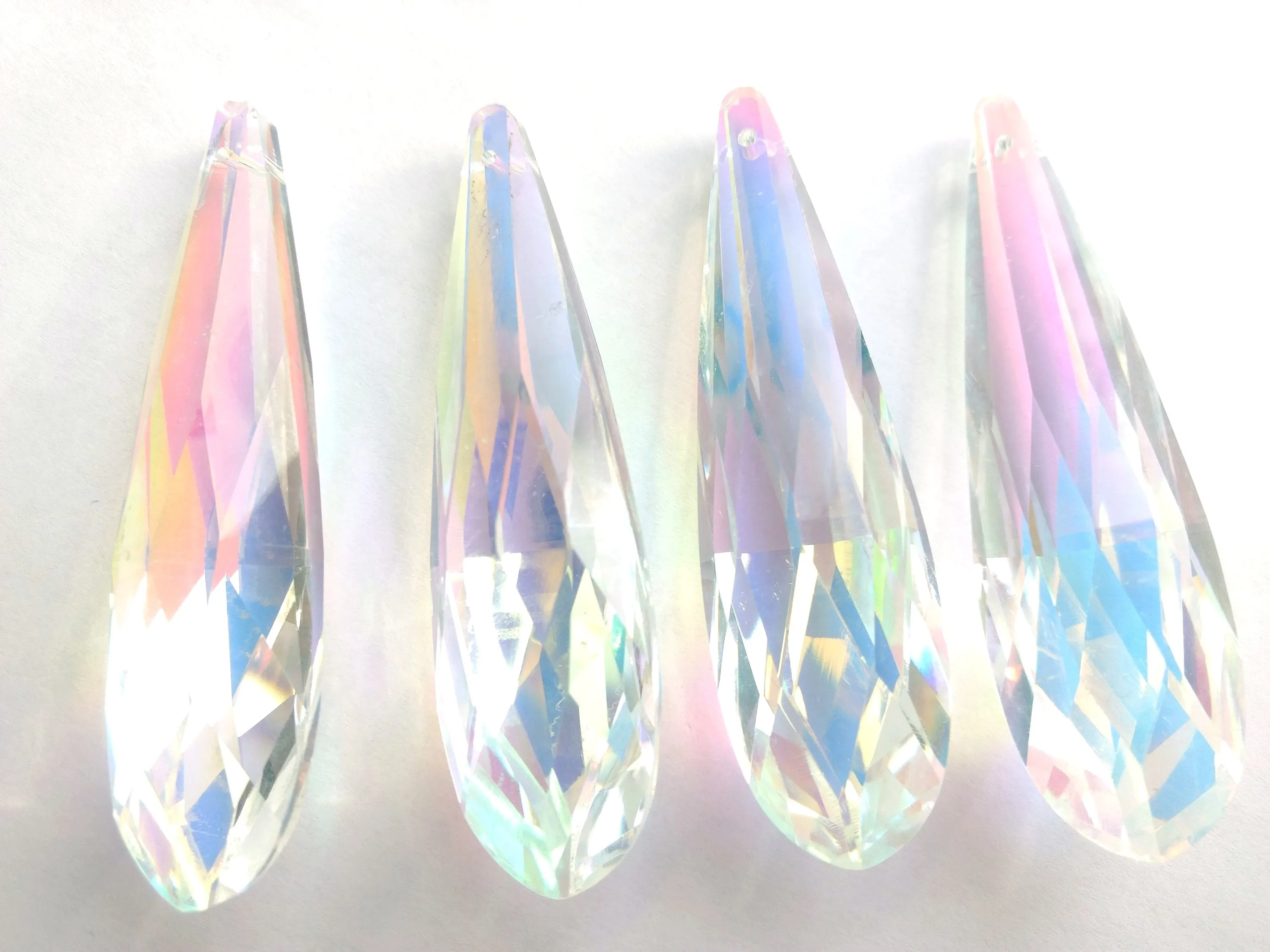 Iridescent AB Long Teardrop Chandelier Crystals Pendants, Pack of 5