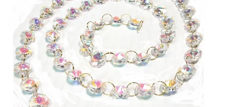 Iridescent AB Meter Chandelier Crystals Garland -Ring Connectors