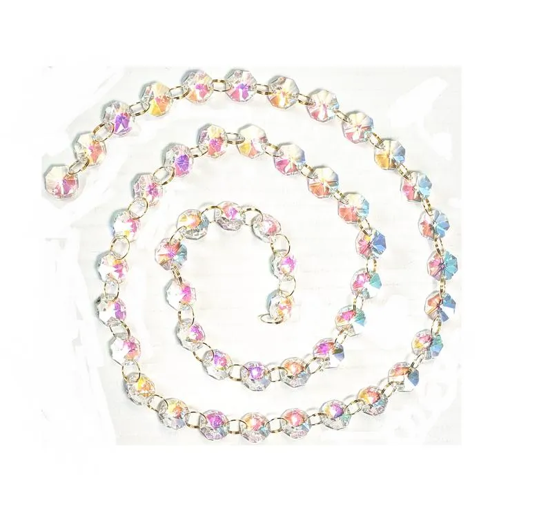 Iridescent AB Meter Chandelier Crystals Garland -Ring Connectors
