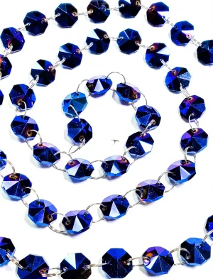 Iridescent Blue Meter Chandelier Crystals Garland - Ring Connectors