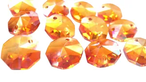 Iridescent Peach AB 14mm Octagon Beads Chandelier Crystals 2 Holes
