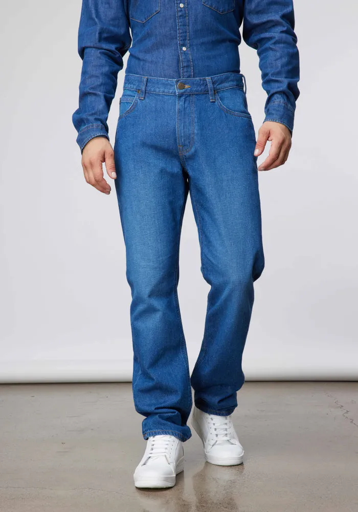 Jeans Hombre West Relaxed Straight Fit Mid Worn Bolton