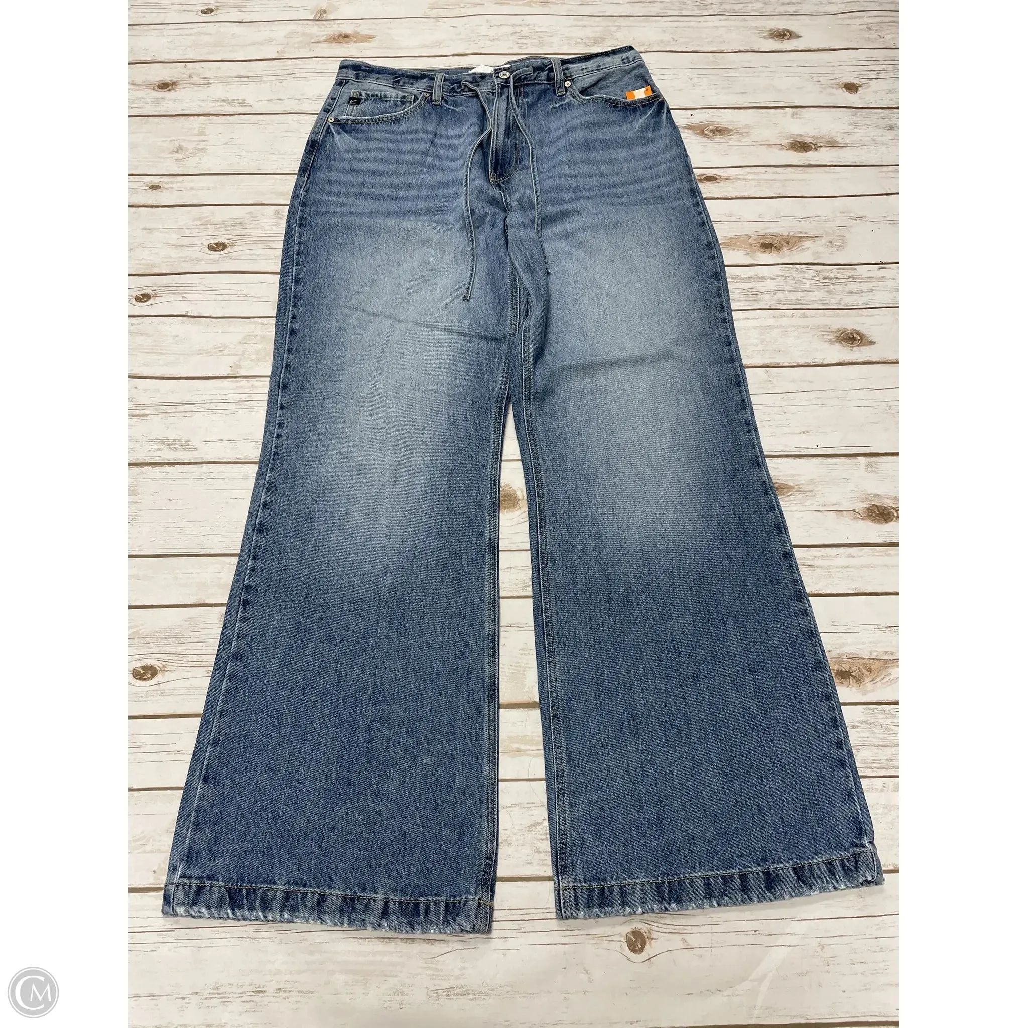 Jeans Wide Leg By Kancan In Blue Denim, Size: 14