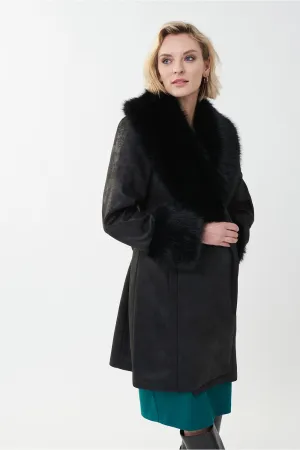 Joseph Ribkoff Wrap Fur Trim Jacket Jr223918
