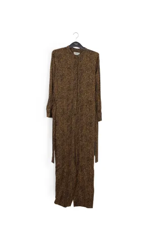 Jumpsuit with belt and leopard print