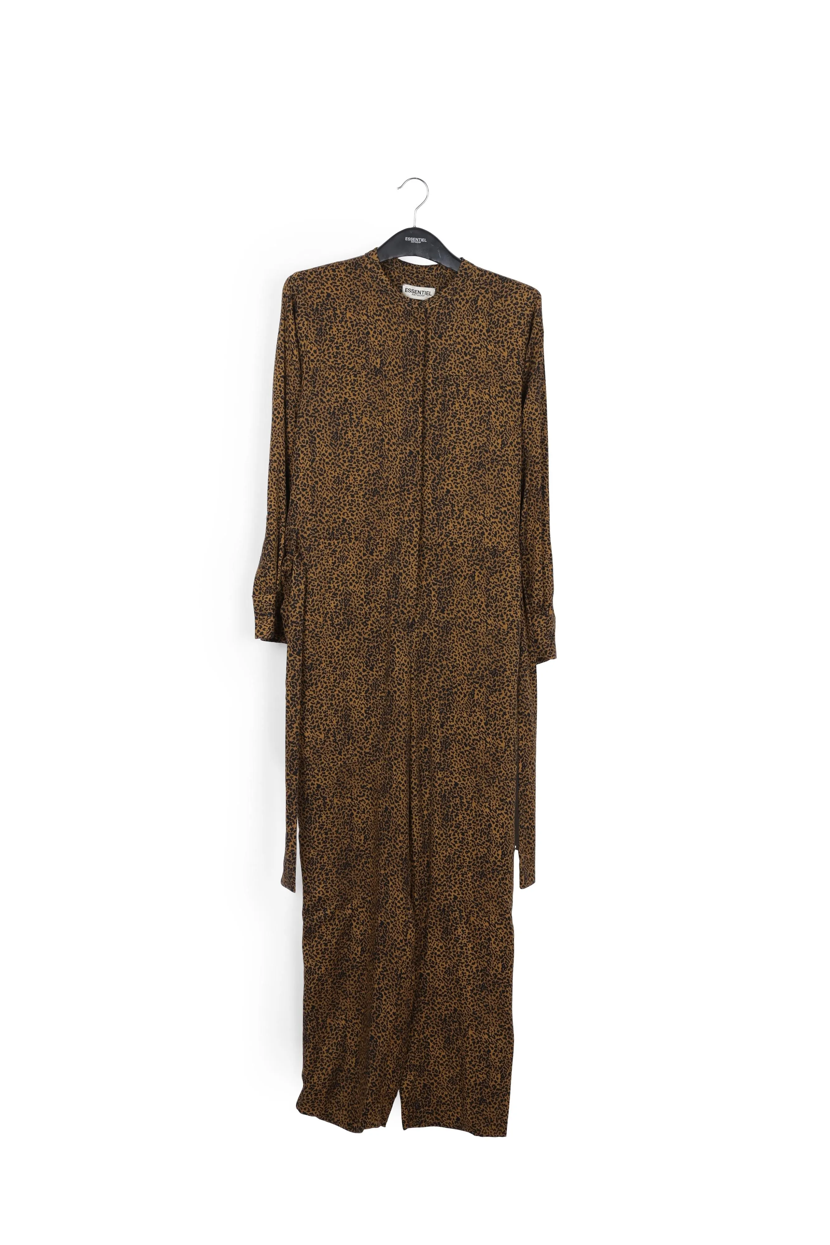 Jumpsuit with belt and leopard print