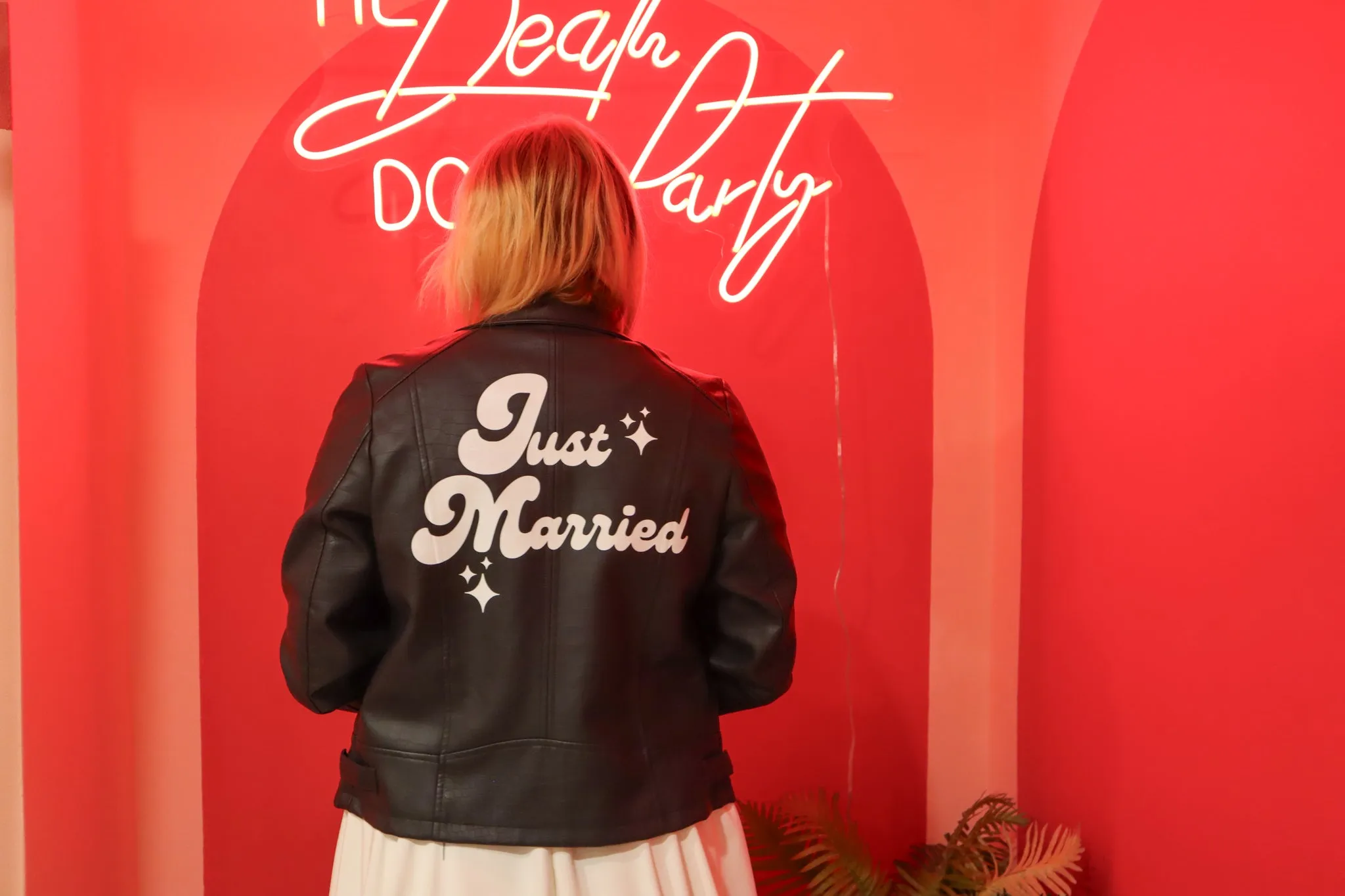 Just Married Faux Leather Jacket - Size 14