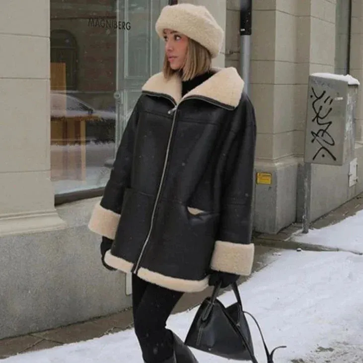 Kirsty Shearling Faux Leather Half Coat