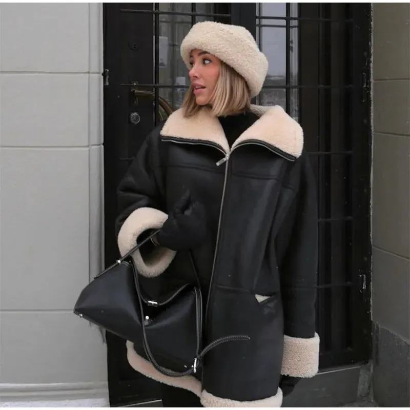 Kirsty Shearling Faux Leather Half Coat