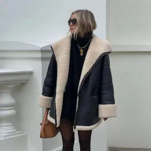Kirsty Shearling Faux Leather Half Coat