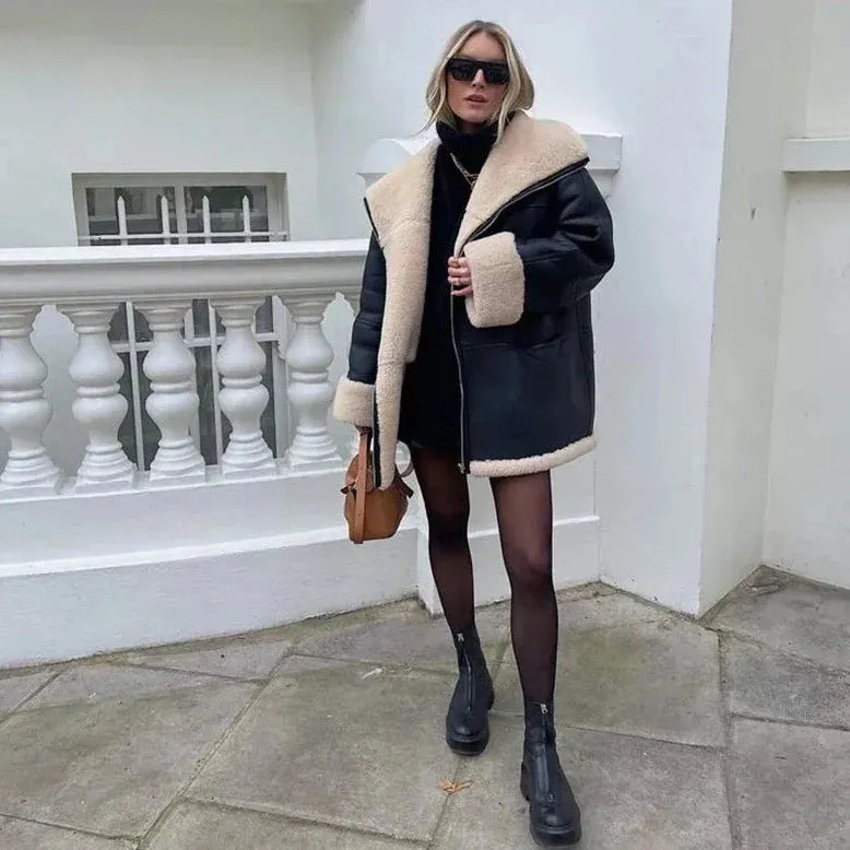 Kirsty Shearling Faux Leather Half Coat