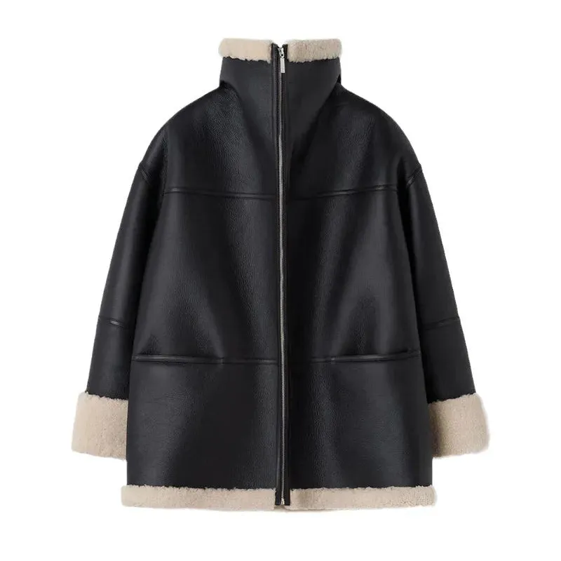 Kirsty Shearling Faux Leather Half Coat
