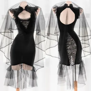 Lace Flower Princess Black Gothic Hollow Backless Lingerie Dress