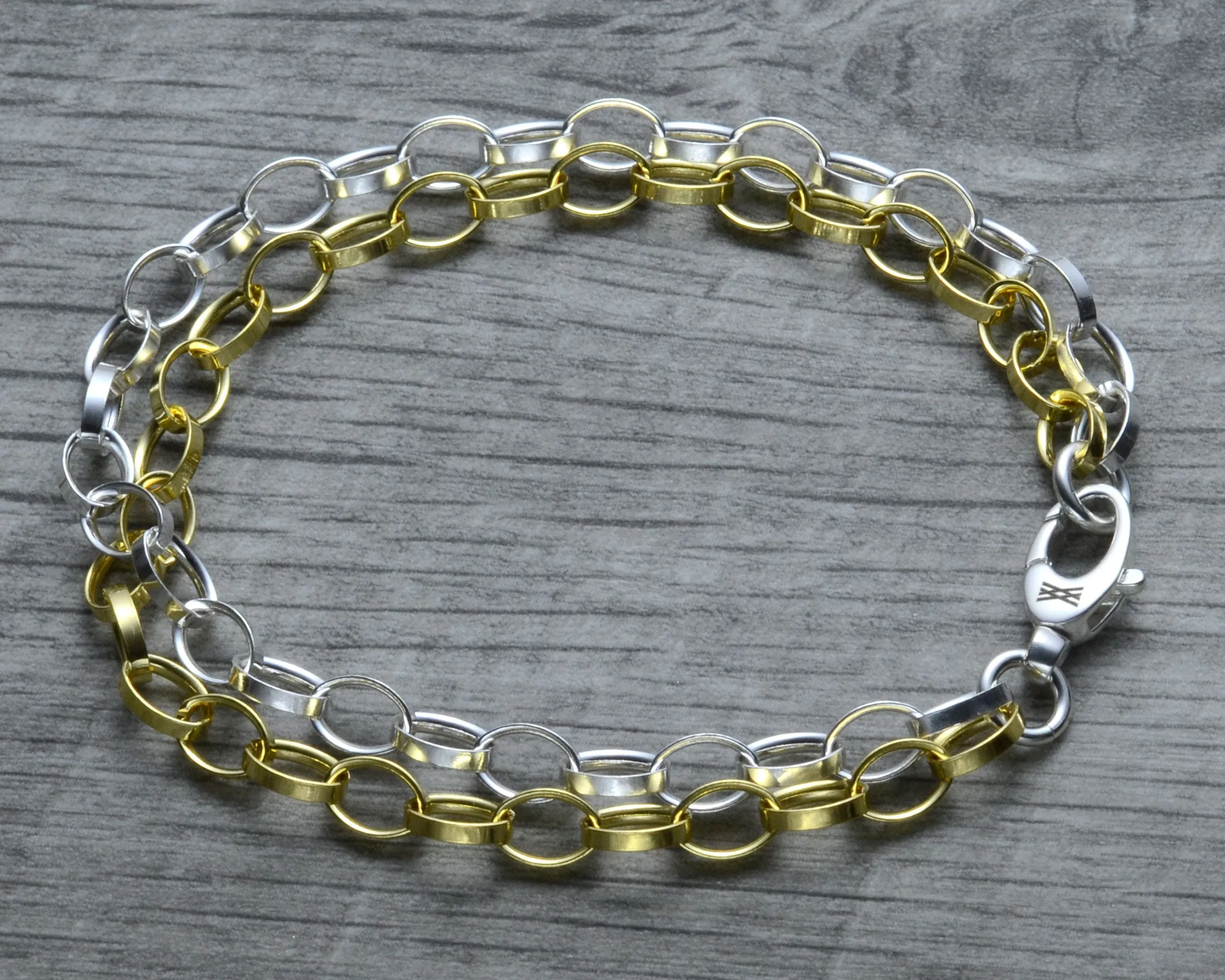 LAYERED GOLD VERMEIL STERLING SILVER CHARM BRACELET