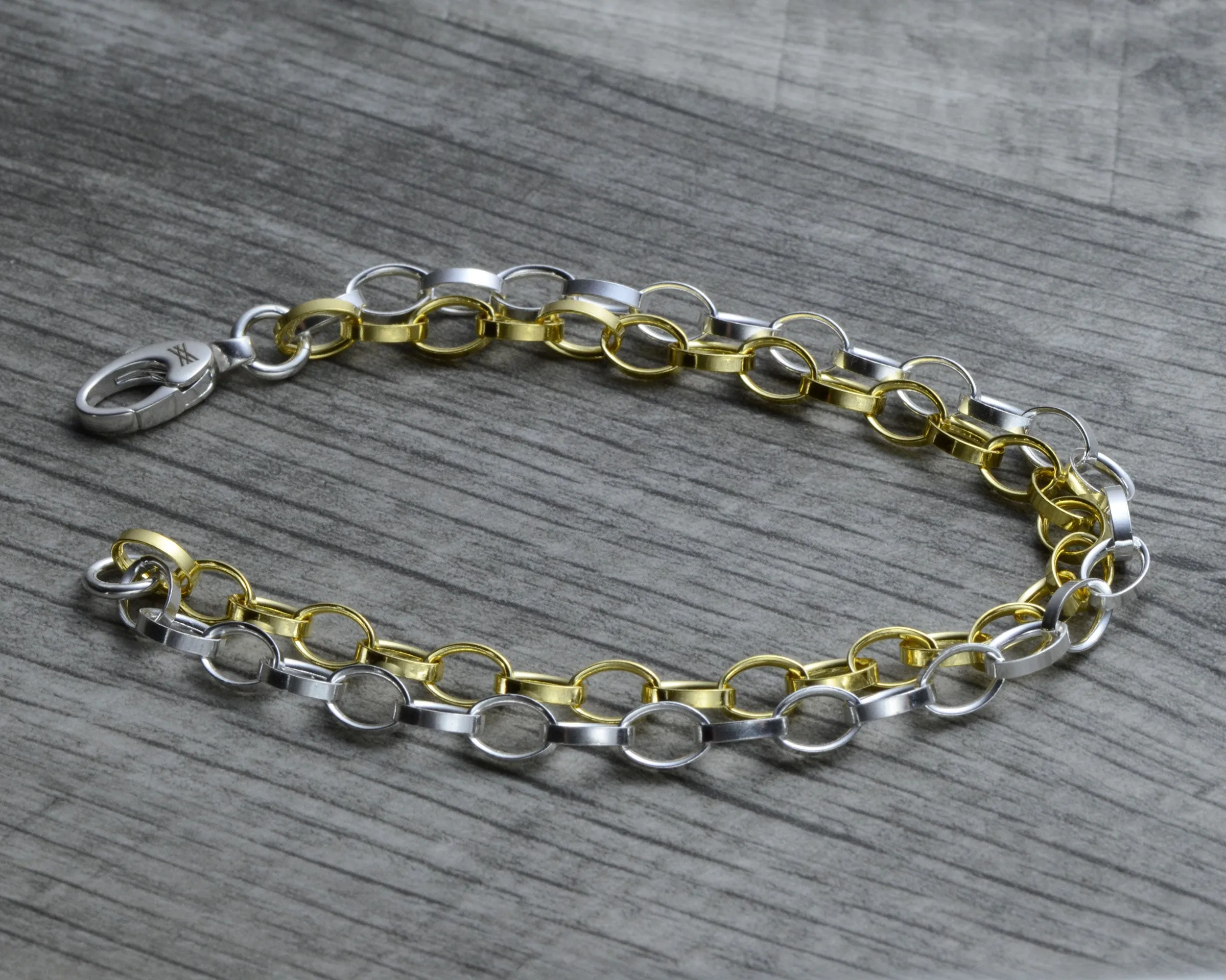 LAYERED GOLD VERMEIL STERLING SILVER CHARM BRACELET