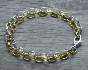 LAYERED GOLD VERMEIL STERLING SILVER CHARM BRACELET