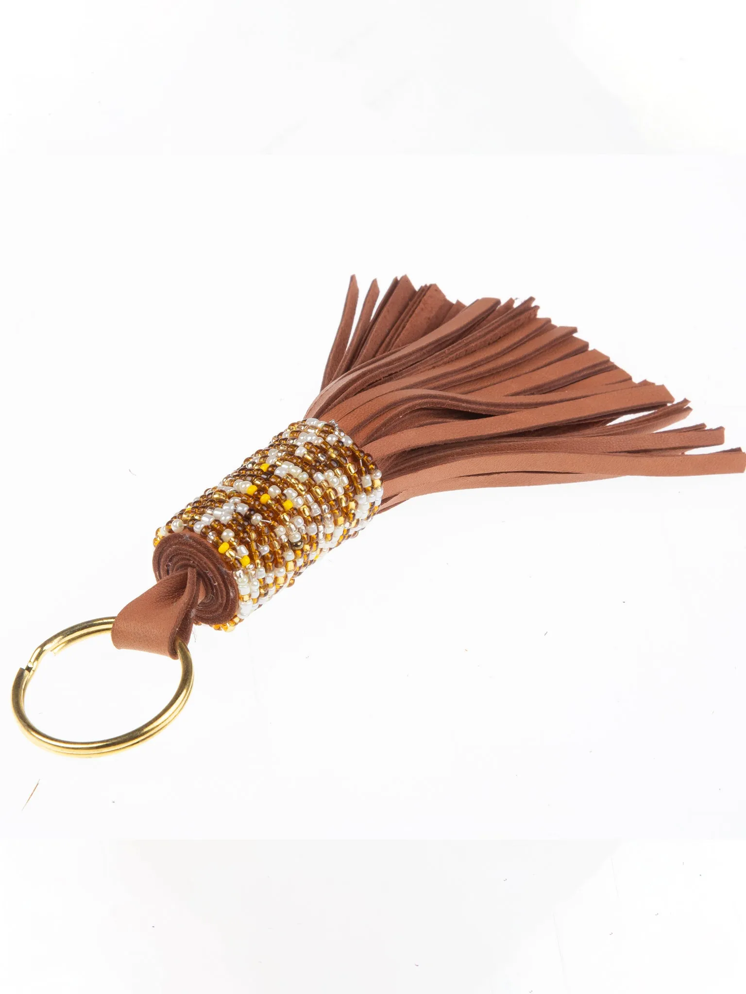 Leather Beaded Keychain