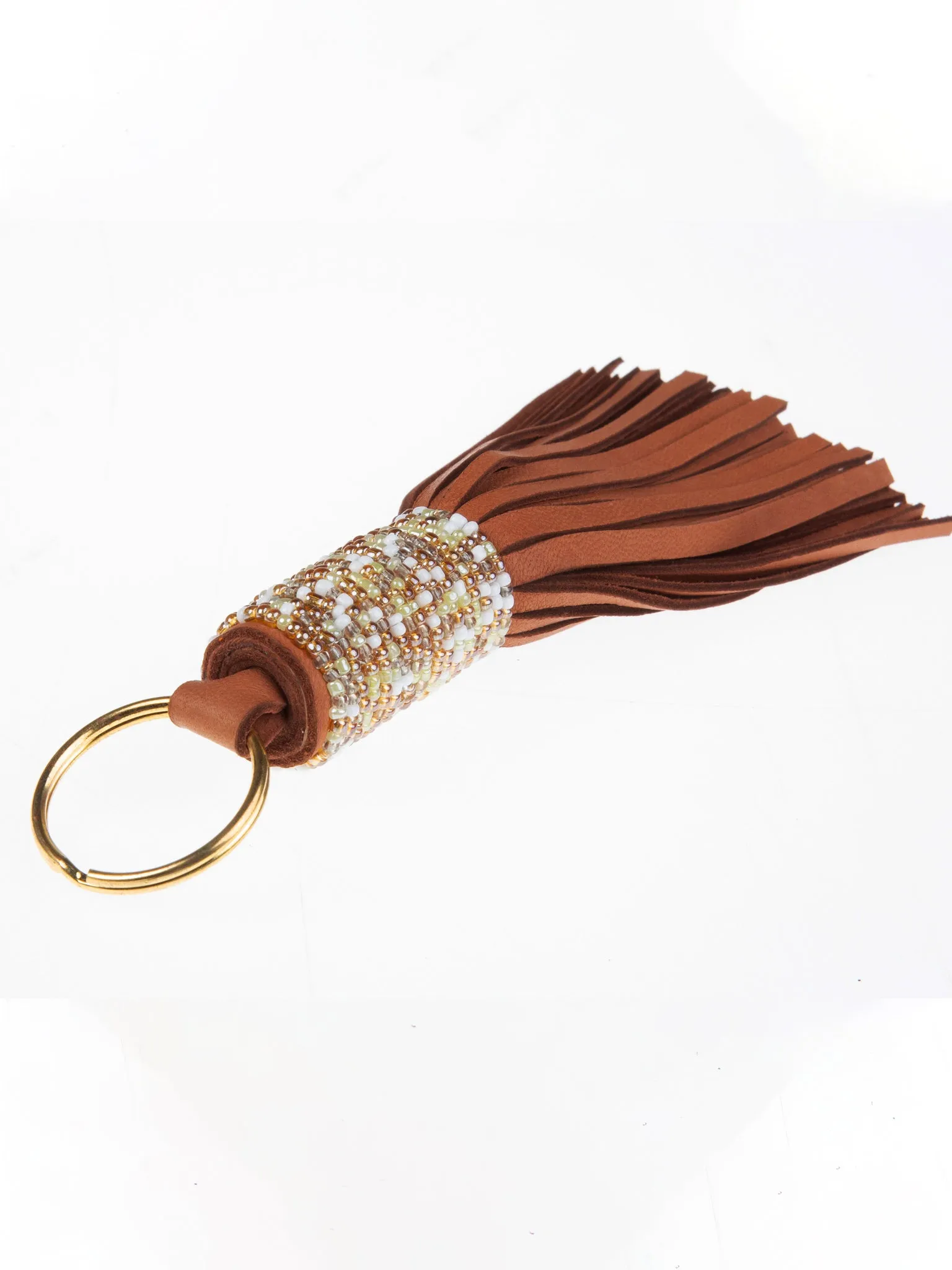 Leather Beaded Keychain