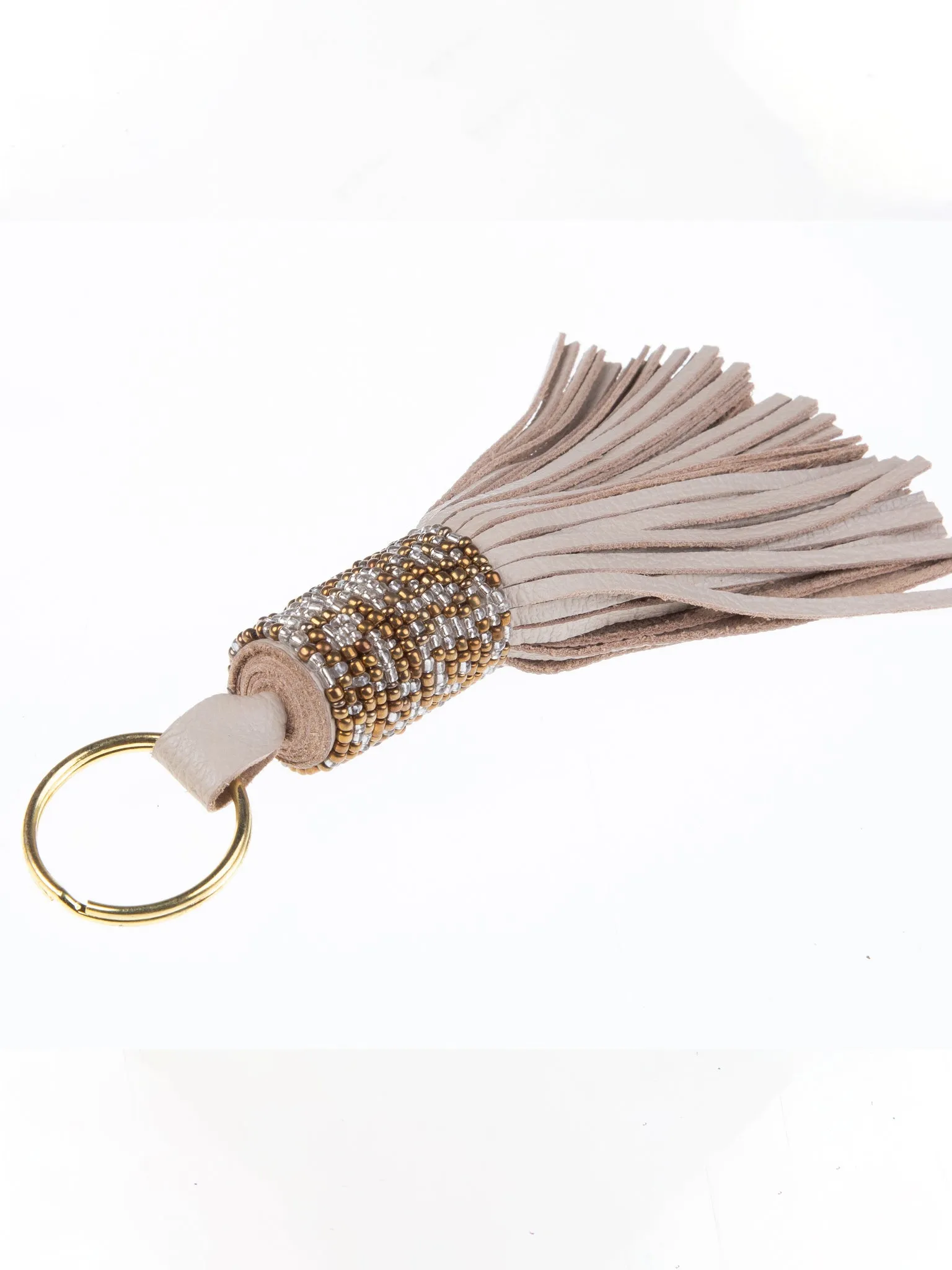 Leather Beaded Keychain