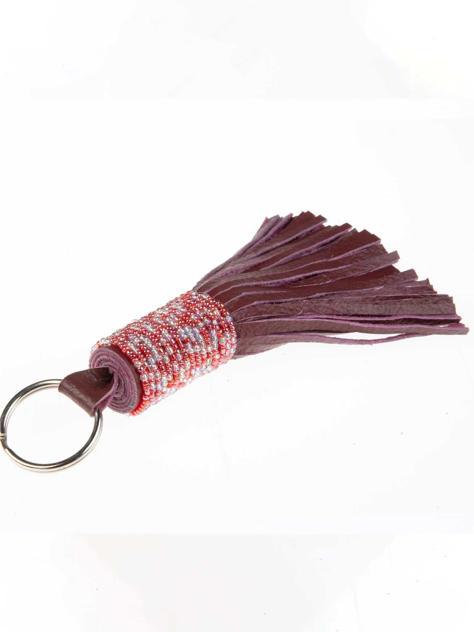 Leather Beaded Keychain