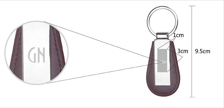 Leather Teardrop Keychain With Metal Overlay