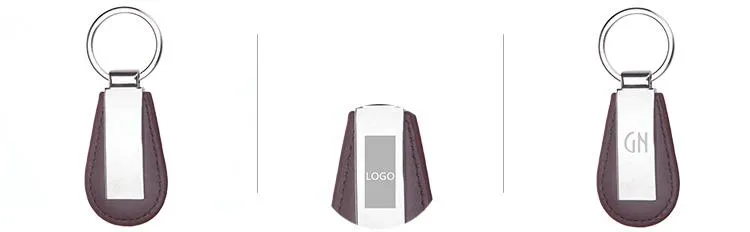 Leather Teardrop Keychain With Metal Overlay
