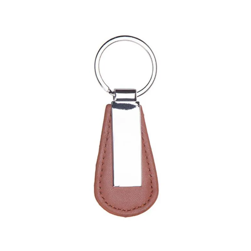 Leather Teardrop Keychain With Metal Overlay