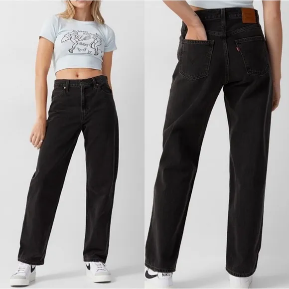 Levi's Low Pro Straight Leg Jeans Washed Black Womens Size 31