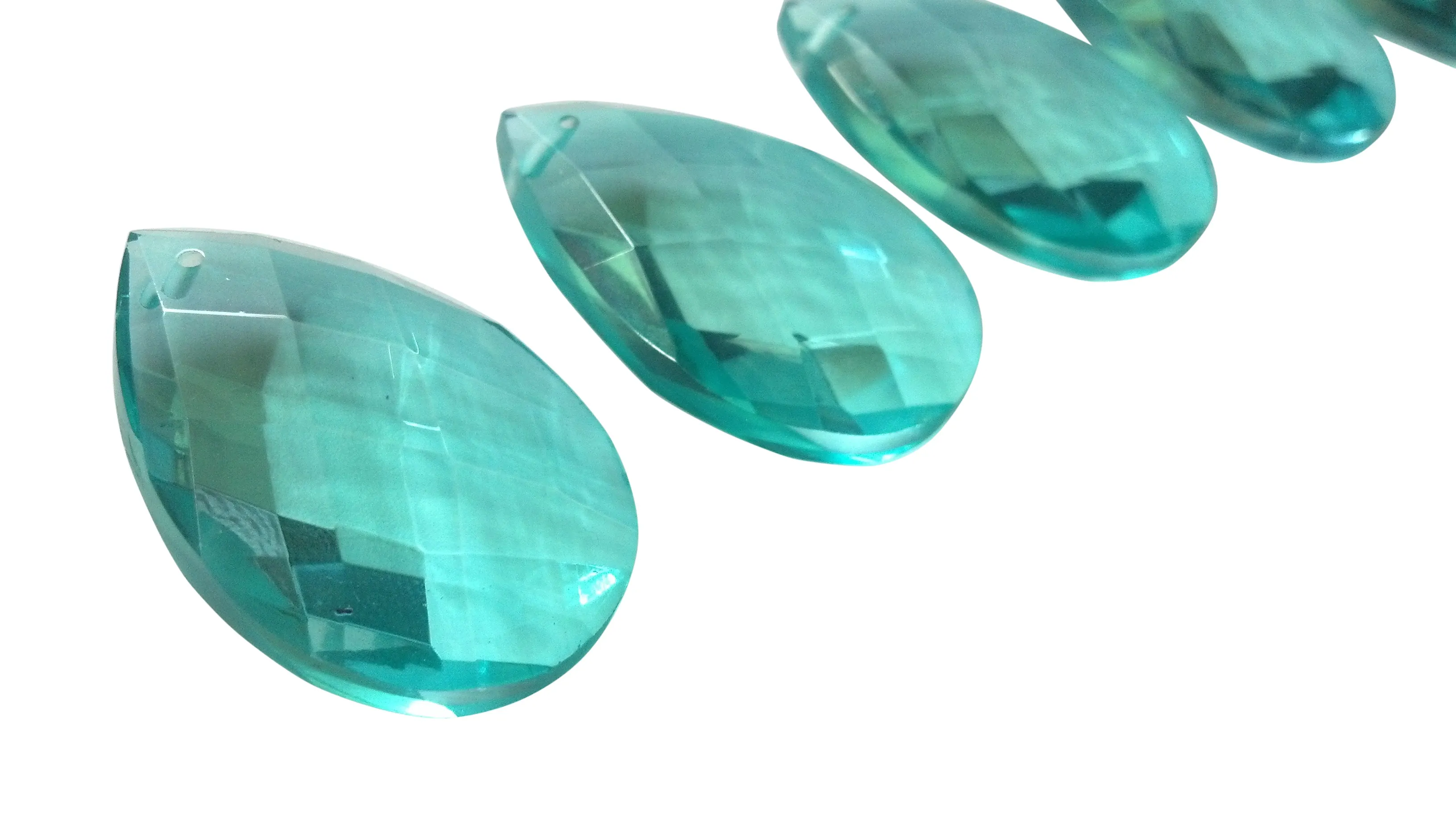Light Aqua Diamond Cut Teardrop Chandelier Crystals, Pack of 5