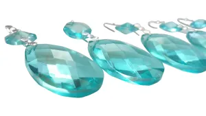Light Aqua Diamond Cut Teardrop Chandelier Crystals, Pack of 5