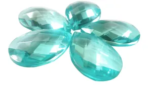 Light Aqua Diamond Cut Teardrop Chandelier Crystals, Pack of 5