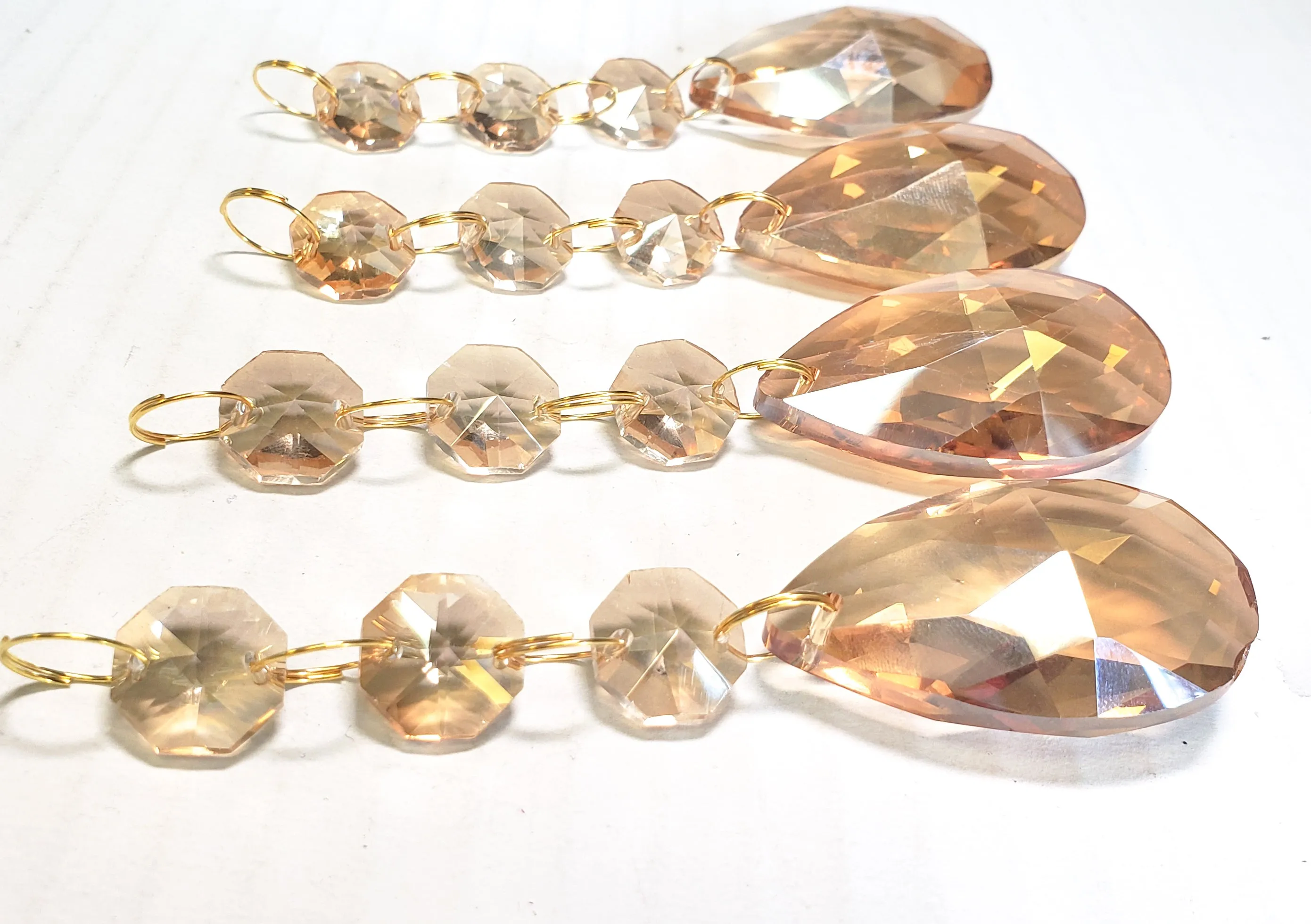 Light Champagne Teardrop Chandelier Crystal Ornaments Pack of 5
