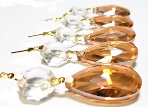 Light Champagne Teardrop Chandelier Crystals with Diamond Cut Octagon