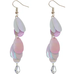 Light Pink Iridescent Long Teardrop Chain Earrings