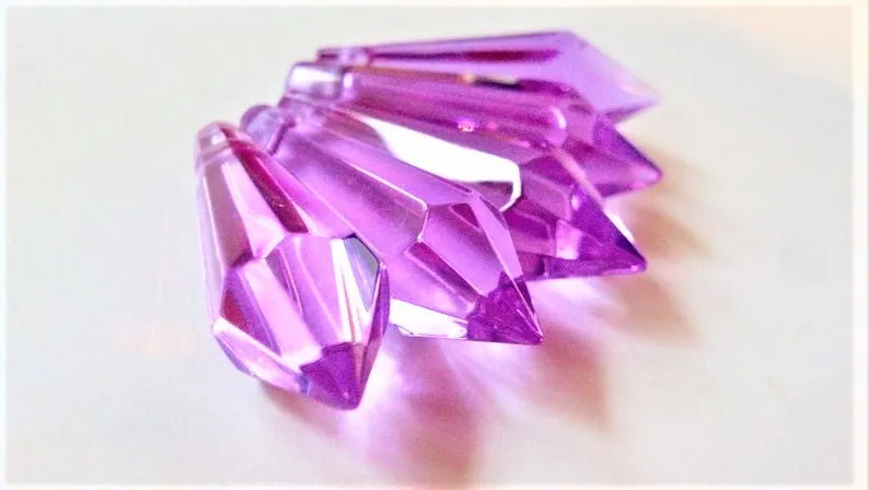 Lilac Purple Icicle Chandelier Crystals, Pack of 5 Pendants