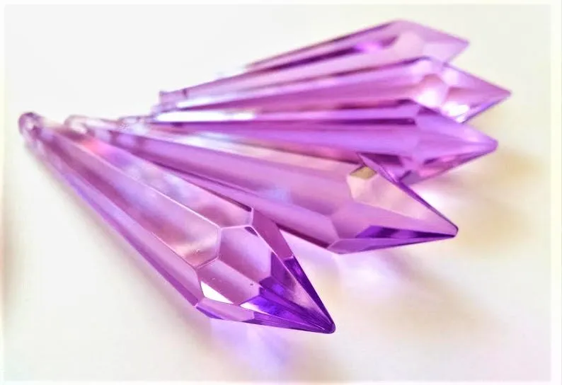 Lilac Purple Icicle Chandelier Crystals, Pack of 5 Pendants