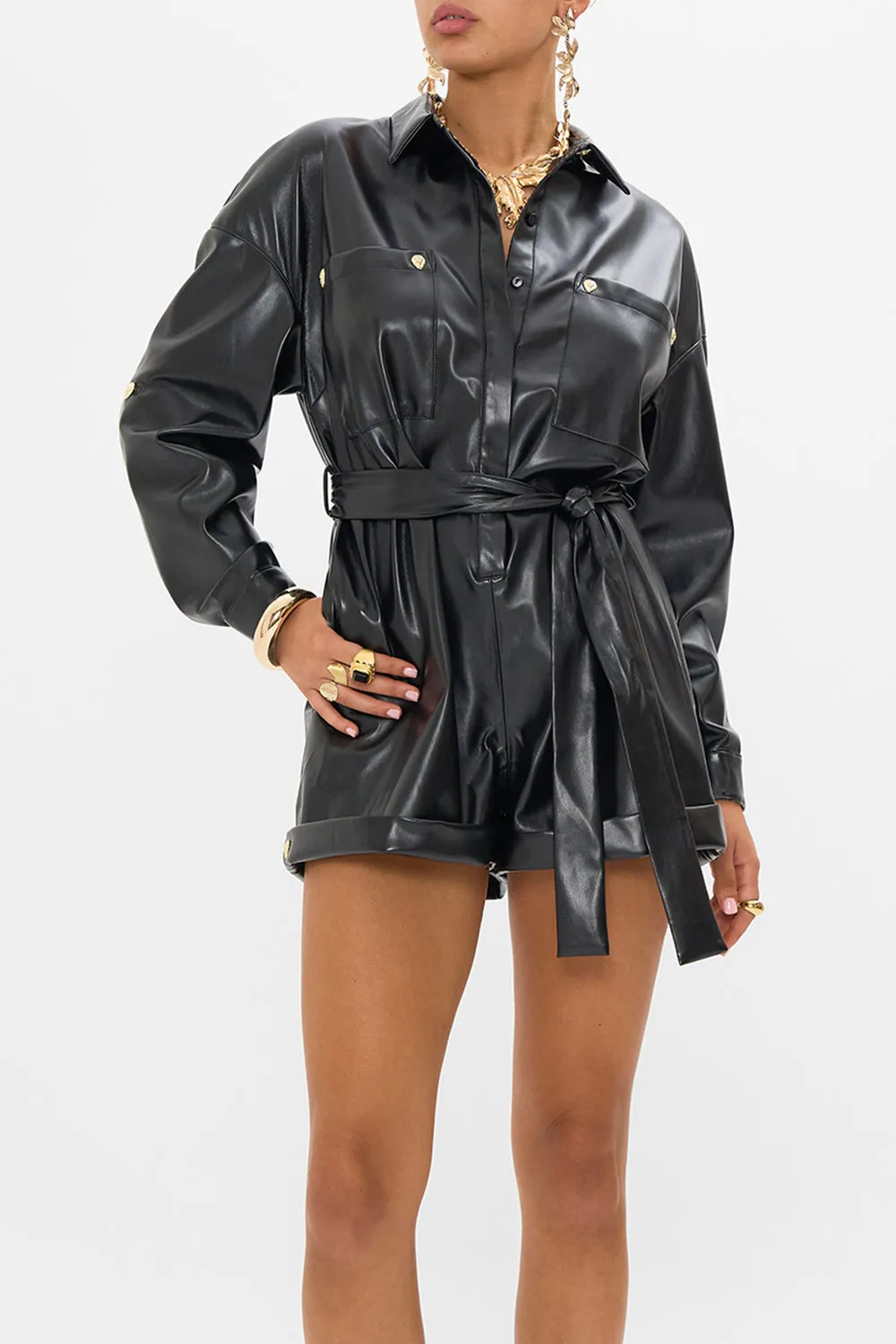 LONG SLEEVE BOILER PLAYSUIT NOUVEAU NOIR