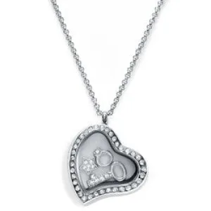 Love Heart Floating Locket ringed with stones