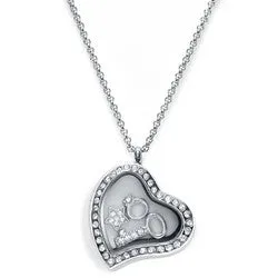 Love Heart Floating Locket ringed with stones