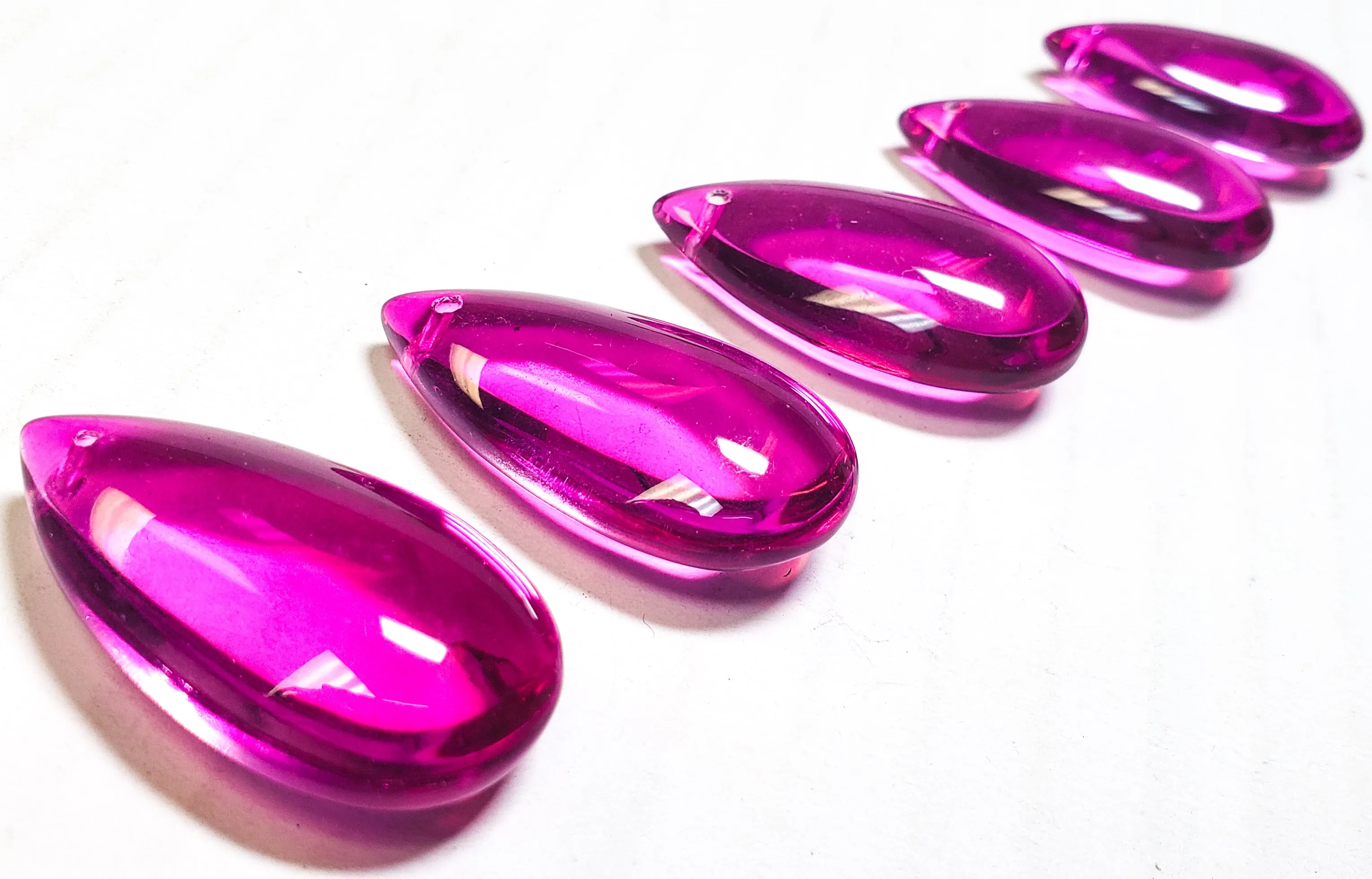 Magenta Smooth Teardrops Chandelier Crystals, Pack of 5