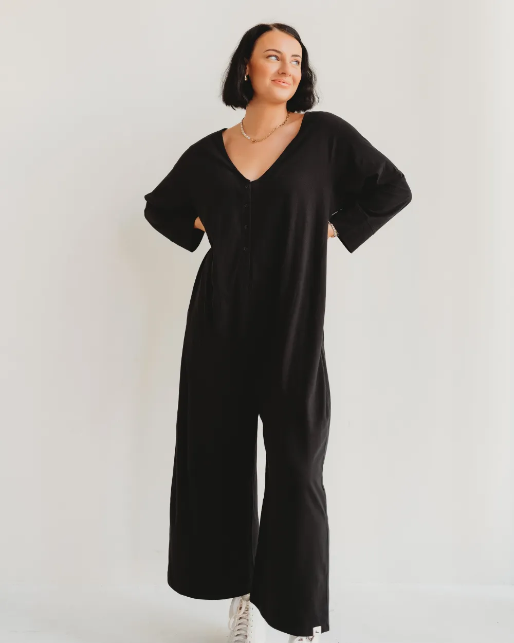 Mai Black V-Neck Jumpsuit