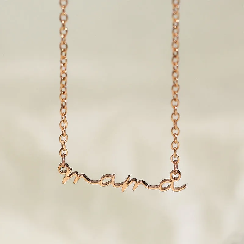 Mama Script Necklace