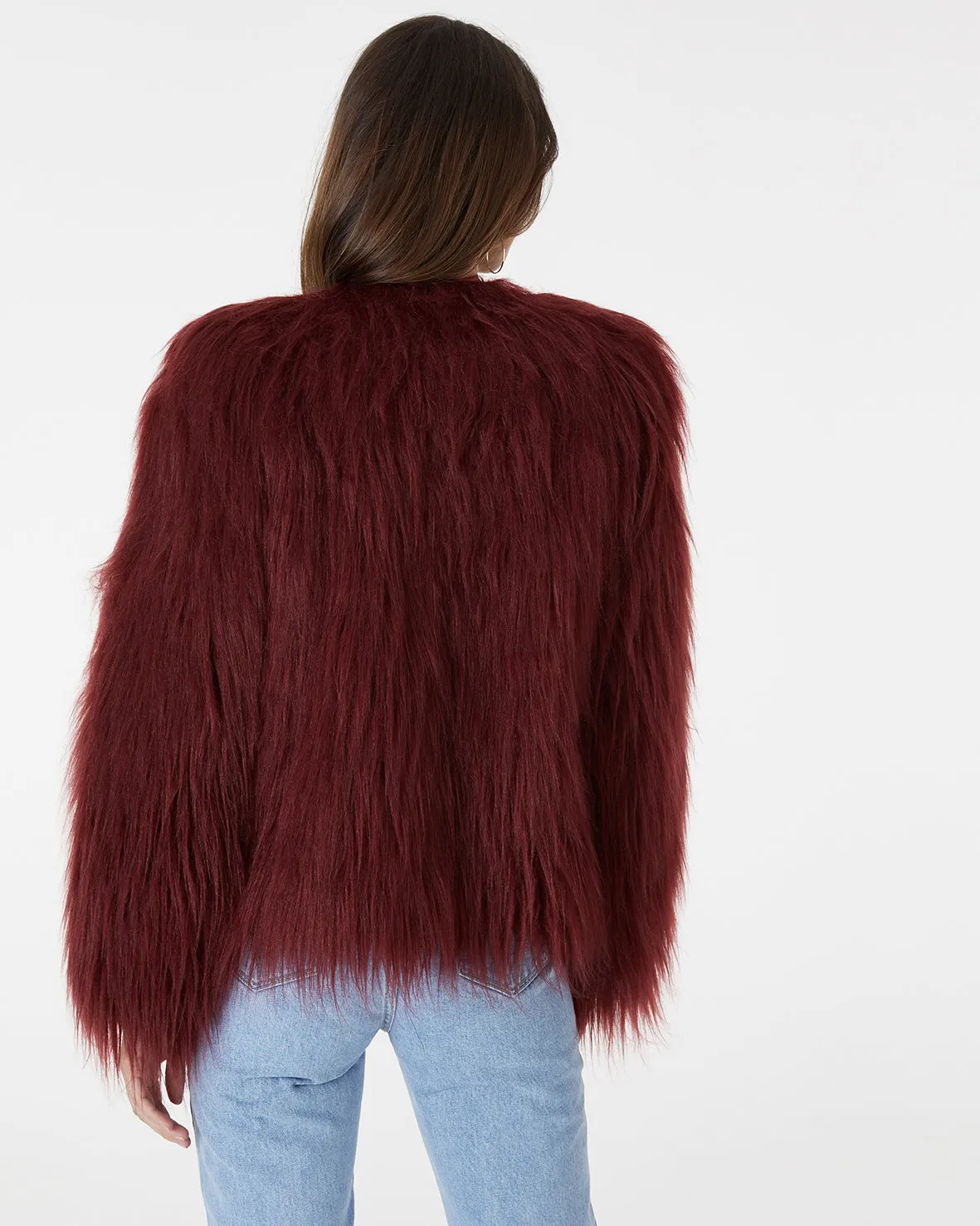 MARMONT FAUX FUR JACKET - WINE