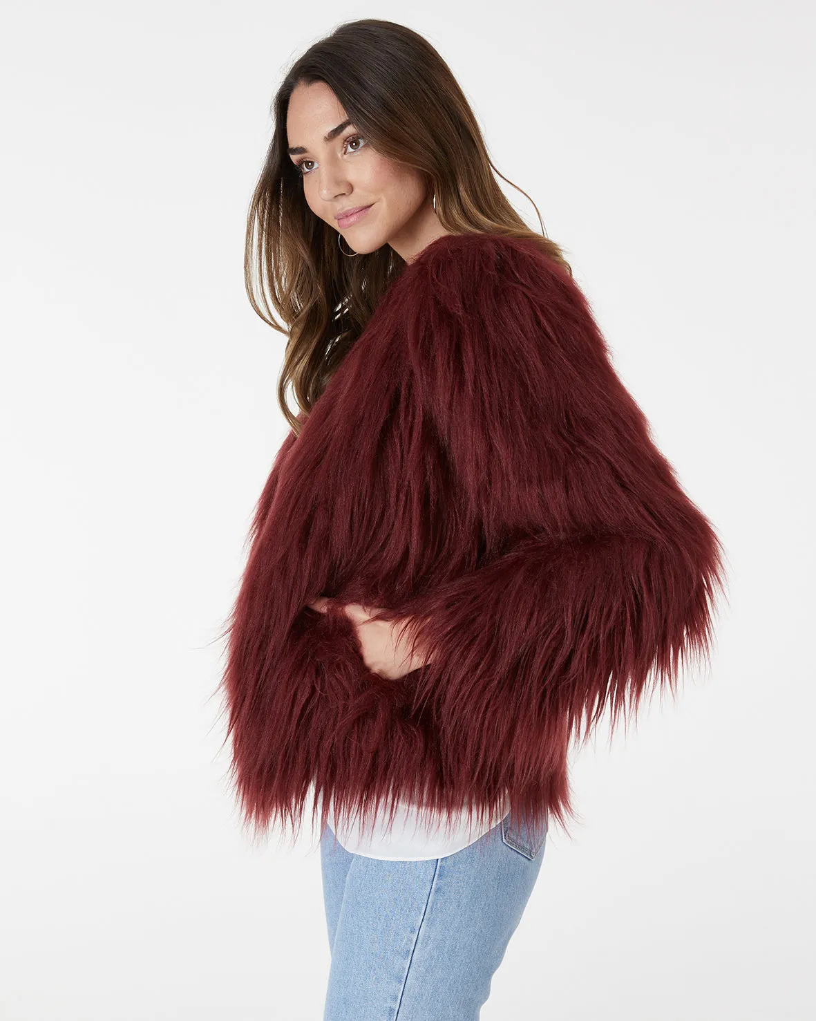 MARMONT FAUX FUR JACKET - WINE