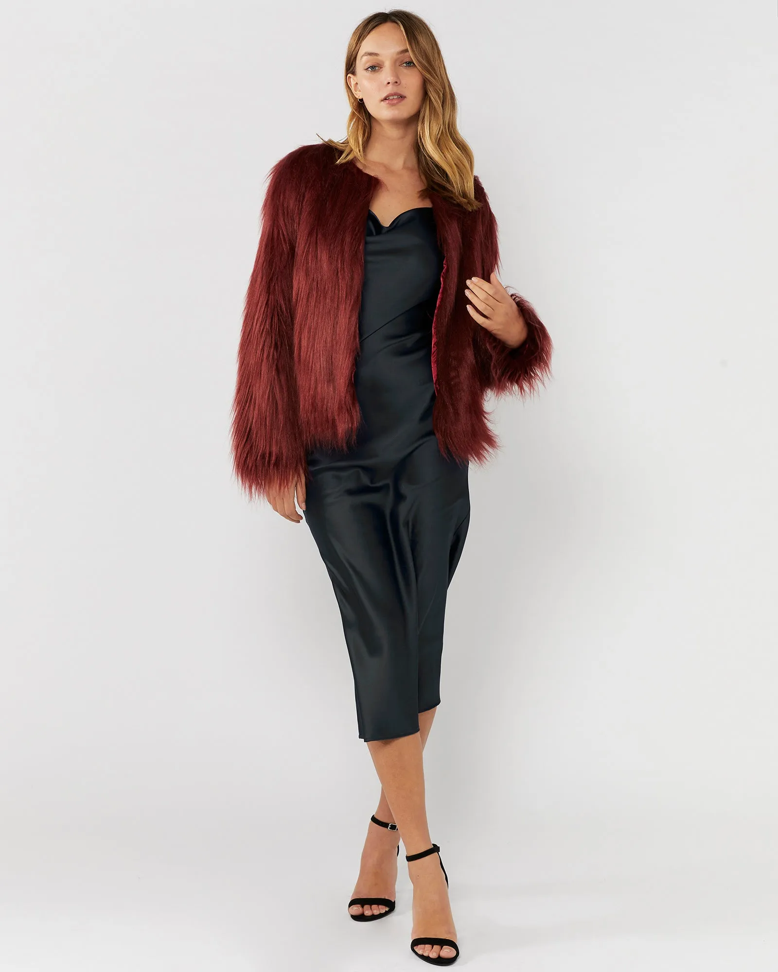 MARMONT FAUX FUR JACKET - WINE