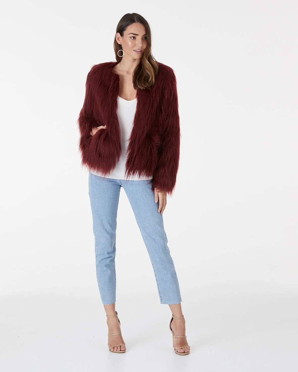 MARMONT FAUX FUR JACKET - WINE