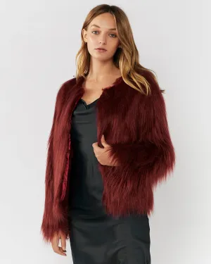 MARMONT FAUX FUR JACKET - WINE