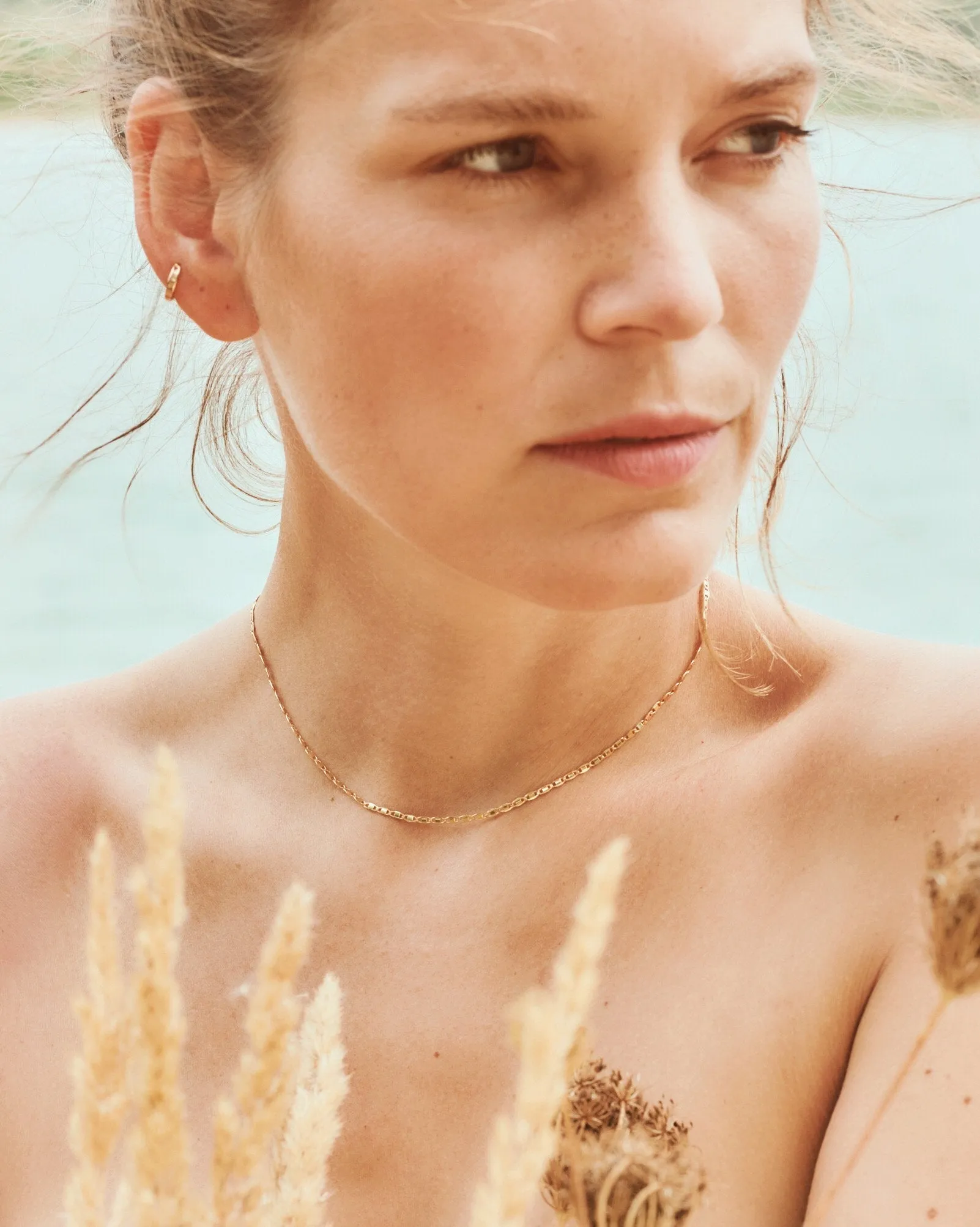 MARY - Minimalist gold gucci chain choker necklace, 925 silver boho bride wedding stacking gold choker necklace thin dainty chain