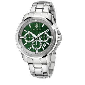 Maserati Successo Silver Stainless Steel Green Dial Quartz Watch for Gents - R8873621017